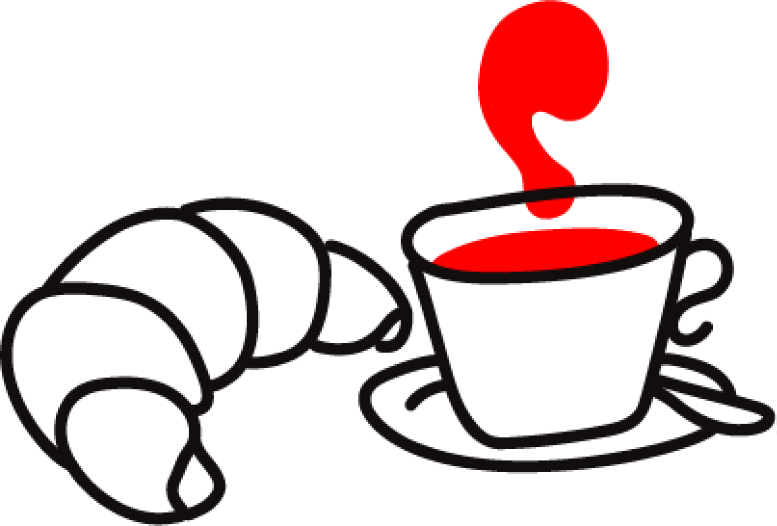 Illustration eines Croissants und eines Kaffebechers
